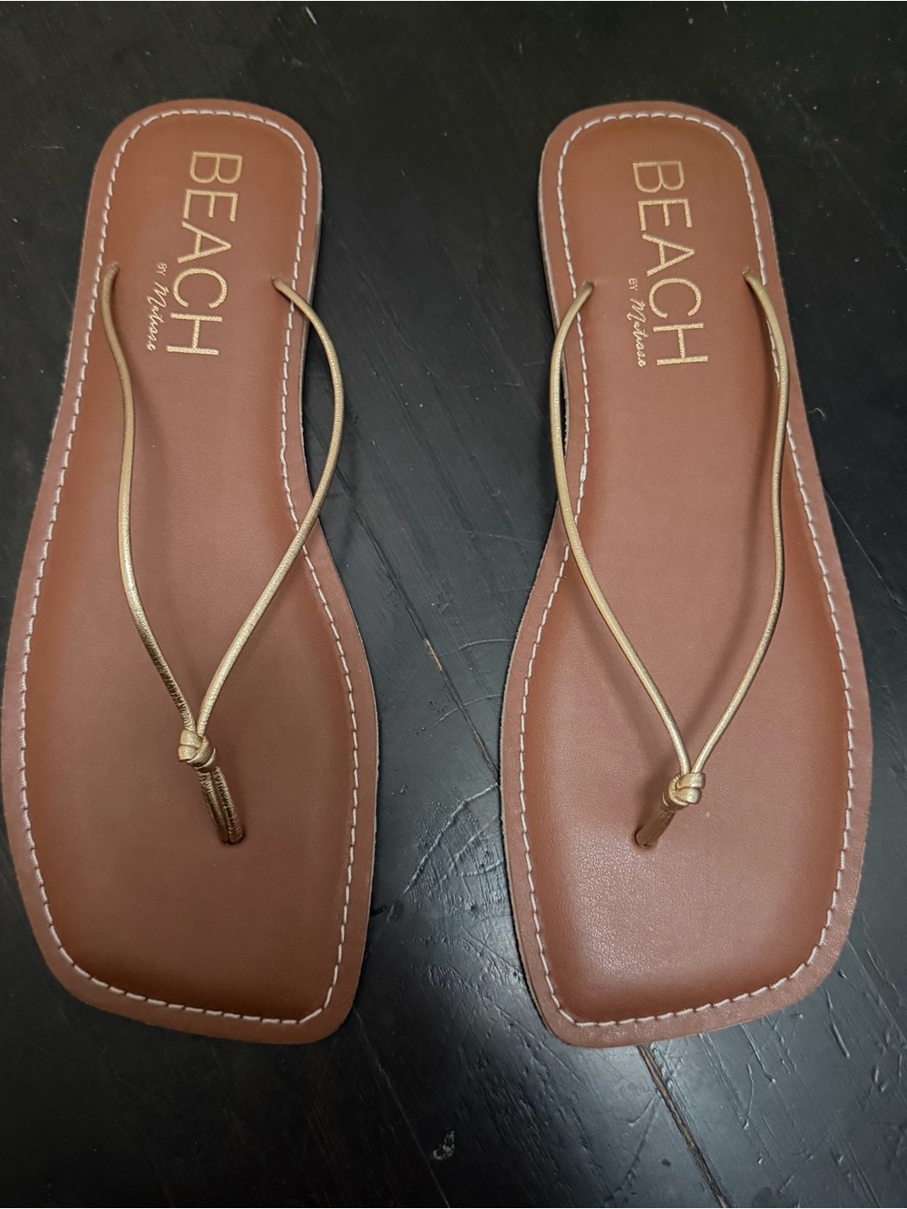 Matisse Gold-Strap Brown Footbed Sandals